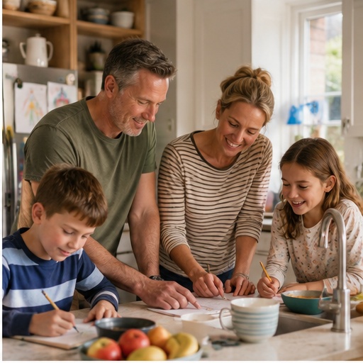 Couple working through their mortgage paperwork at the kitchen counter